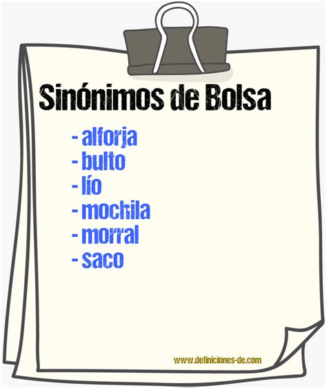 Sinónimos de «bolsa» .